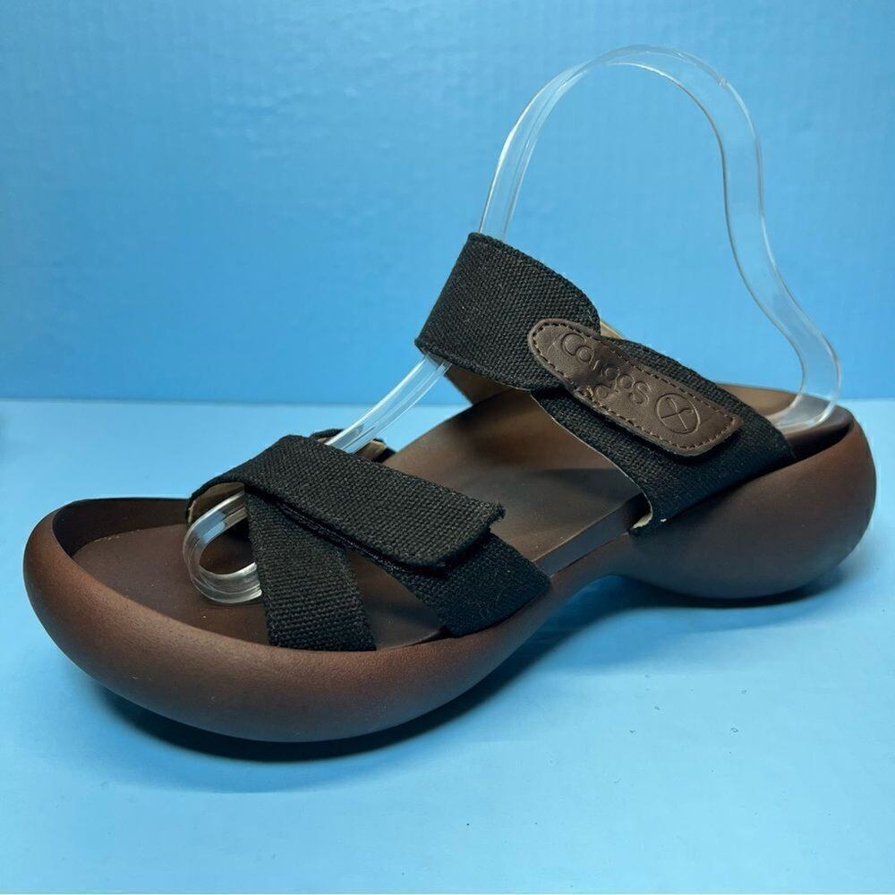 Congos Womens Half Moon Heel Arch Support‎ Sandals Black Brown 9 1261014